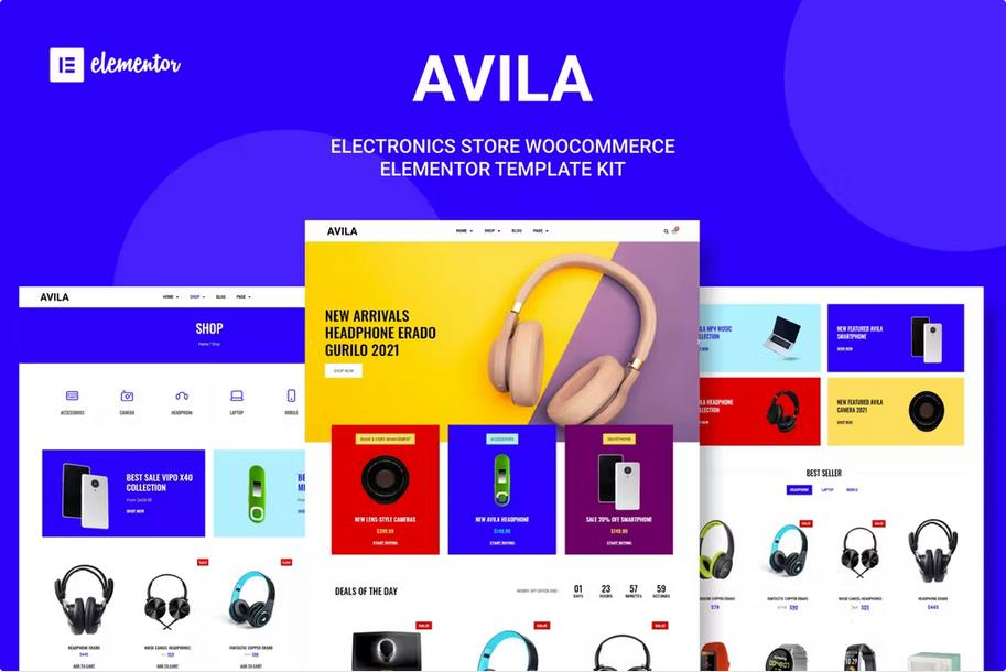 AVILA – ELECTRONIC WOOCOMMERCE ELEMENTOR TEMPLATE KIT